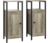 Mesa auxiliar homcom melamina de madera, acero gris claro 34x30x80 cm 83b-044v00lg