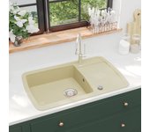 Vidaxl fregadero de cocina de granito con un seno beige