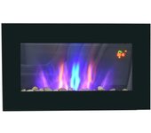 Chimenea eléctrica de pared – negra, led efecto de llamas 7 colores, 72,5x11,5x40 cm, 1000/2000w