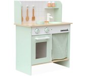 Cocina infantil de madera, cocotte, verde celadón, 59.8x30x74 cm