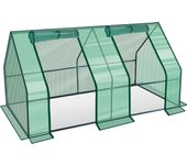 Mini invernadero 180x90x90cm invernadero de película plástica para uso exterior con cremallera y 2 ventanas película de malla verde