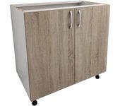 Armario bajo karo, 2 puertas, roble sonoma oscuro/blanco, 80 x 50 x 80 cm