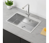 Auralum max fregadero cocina 1 bandeja de acero inoxidable 304 cepillado 65x45cm fregadero empotrado y de colocación fregadero