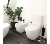 Bidé compacto a suelo|salida a pared|porcelana blanca|tgd home|designed in germany