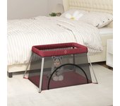 Parque infantil para bebés con colchón tela lino rojo v4252 unico / rojo