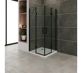 Mampara de ducha celine 70x70x180cm - reversible | puertas plegables | vidrio templado 6mm | perfiles negros | ajustable hasta 7.5cm/lateral