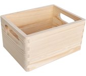 Creative deco caja madera decorativa almacenaje | 19,5x15x10 cm (+/- 1cm) | asas | cesta cajón baúl cofre decoupage documentos juguetes herramientas