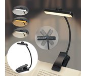 Lámpara de lectura recargable de 24 led, lámpara de escritorio ligera con clip y protección ocular, lámpara de lectura con clip, tres colores, negro