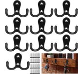 (10 piezas) perchero de pared con ganchos dobles y tornillos para baño o cocina.