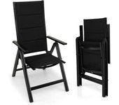 Silla de jardín, silla de comedor con respaldo ajustable, apoyabrazos, ligera, portátil y plegable, de aleación de aluminio, para exterior, balcón