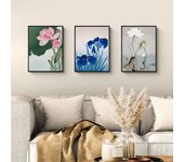 Conjunto de 3 láminas japonesas (póster sobre papel, 40x30 cm, sin marco): las flores de koson