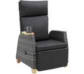 Tectake sillón de ratán marco de aluminio 68,5 x 67 - 128 x 87 - 104 cm gris