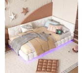 Sofá cama, chaise longue 90*200 cm, sofá cama, cama con somier (sin colchón), blanco
