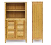 Armario estantería mueble pequeño mesa 2 puertas bambú baño salón multifunción 92 cm 3213056
