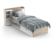 Cama infantil life 90 x 190/200 almacenamiento roble y blanco