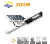 Farola led 200w solar exterior ip65 panel orientable 25w 200 leds 2500 lúmenes, 6000k blanco frío batería ion-litio