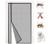 Puerta mosquitera magnética, cortina antiinsectos, cierre automático, para entrada y dormitorio, color negro (100 x 210 cm)