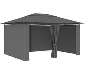 Maison exclusive - carpa de jardín con cortinas gris antracita 4x3 m
