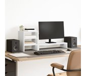 Vidaxl soporte monitor organizador escritorio madera ingeniería blanco