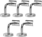 5 soportes de pasamanos de escalera de acero inoxidable plateado para interiores y exteriores, para barandilla de escalera de pasillo