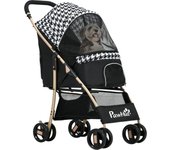 Cochecito para perros pawhut acero, tela oxford negro 80x44.5x97 cm d00-188v00bk