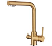 Valaz grifo de cocina osmosis 3 vías redondo dorado cepillado - serie nilo