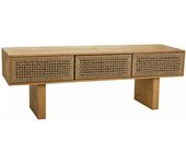 Mueble bajo de madera y cuerda trenzada marrón 130x36x45