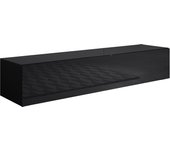 Mueble tv colgante | mueble de televisión | mueble de salón | 1 puerta 3 compartimentos | 160x30x40cm | modelo luke h2 | negro acabado en brillo