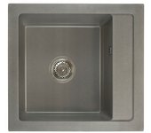 Fregadero cocina gris 52x49cm, fregadero granito 1 seno + sifón
