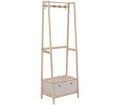 Perchero con zapatero de madera homcom 58x36x168 cm madera natural
