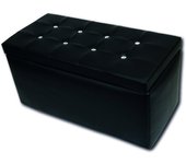Puf de almacenamiento felicita, baúl de contenedor, soporte para sofá, reposapiés con caja, made in italy, 90x45 h45 cm, negro