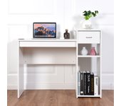 Escritorio para ordenador blanco 108x50x82 cm con soporte para monitor y estante adicional