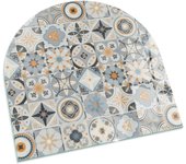Placa de cristal para chimenea, zócalo protector de chimenea, diseño moderno | 100x100 | semicírculo | patrones de mosaico en azulejos