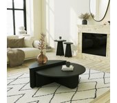 Mesa de café canopus, mesa de centro baja, revistero para sofá, estante de la sala de estar, 90x90h35 cm, negro
