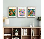Conjunto de 3 carteles florales neo-vintage, mercado de las flores i (impresión en papel, 40x30 cm, sin marco)