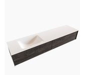 Mondiaz lush 180cm mueble de baño color dark brown con 2 cajones. con lavabo cloud izquierda sin orificios color talc