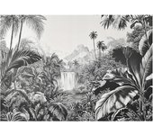 Papier peint intissé panoramique jungle noir et blanc 400x280 cm - colle inclus - xxl moderne papier peint pour chambre salon