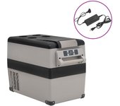 Vidaxl nevera con asa y adaptador pp y pe negro y gris 35 l