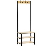 Perchero de pie homcom negro 60x40x175 cm acero y mdf