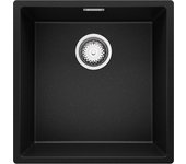 Primagran fregadero cocina negro metallic 46x47cm, fregadero granito 1 seno + sifón, fregadero sobre encimera al mueble 50cm - london slim