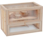 Jaula madera para hámster pawhut madera de abeto natural 60x35x42cm d51-024