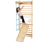 Vevor escalera murale sueca 5 en 1, juguetes escalada madera, capacidad 220 lb, barra tracción, anillos gimnasia, escalera cuerda, tabla deslizante