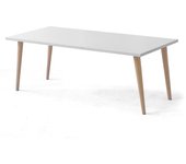 Buyqualia mesa axuxiliar de centro para cafe con patas en color haya y tapa de color (blanco)