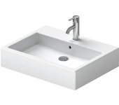 Cuenca superior de duravit vero 60cm, con desbordamiento, con banco para el grifo, 1 agujero para el grifo, 04526000001, color: blanco