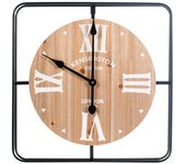 H&h london reloj de pared madera y metal agujero cuadrado cm 50x5