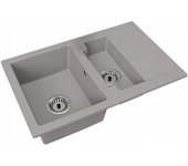 Fregadero cocina gris 47,5x73,7cm, fregadero granito 1,5 senos + sifón