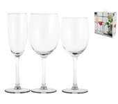 Juego de 18 copas de cristal royal leerdam, modelo valerie, compuesto por 6 copas de vino blanco, 6 copas de vino tinto y 6 copas flautas