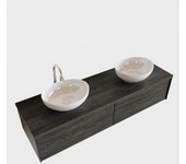 Mondiaz lush 150cm mueble de baño color antracite con 2 cajones. con lavabo doble 2 orificios color blanco brillo