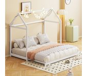 Cama infantil extraíble, sofá cama 90/180 x 190 cm, estructura de cama de madera maciza con somier, cama individual