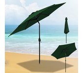 Sombrilla de jardín - 270 cm, uv30+, sombrilla de exterior, sombrilla de terraza, manivela, verde, sombrilla de playa